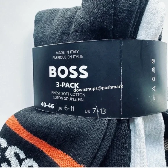 BOSS logo cotton blend 3 Pack Socks Made in Italy - Picture 2 of 3